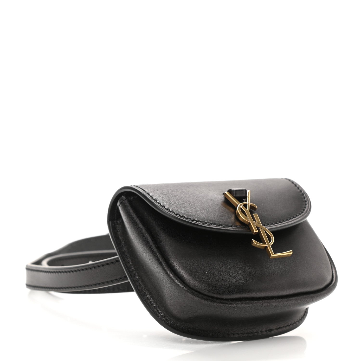 Saint Laurent Smooth Calfskin Mini Classic Monogram Kaia Belt Black 4 of 8
