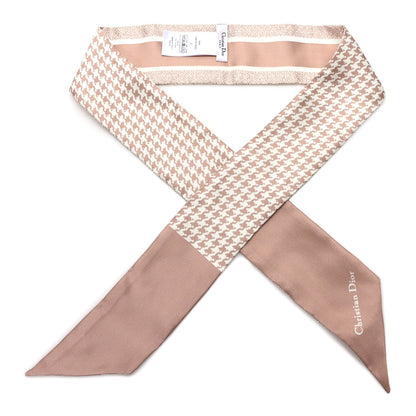 Christian Dior Silk Houndstooth Mitzah Scarf Beige 1 of 3
