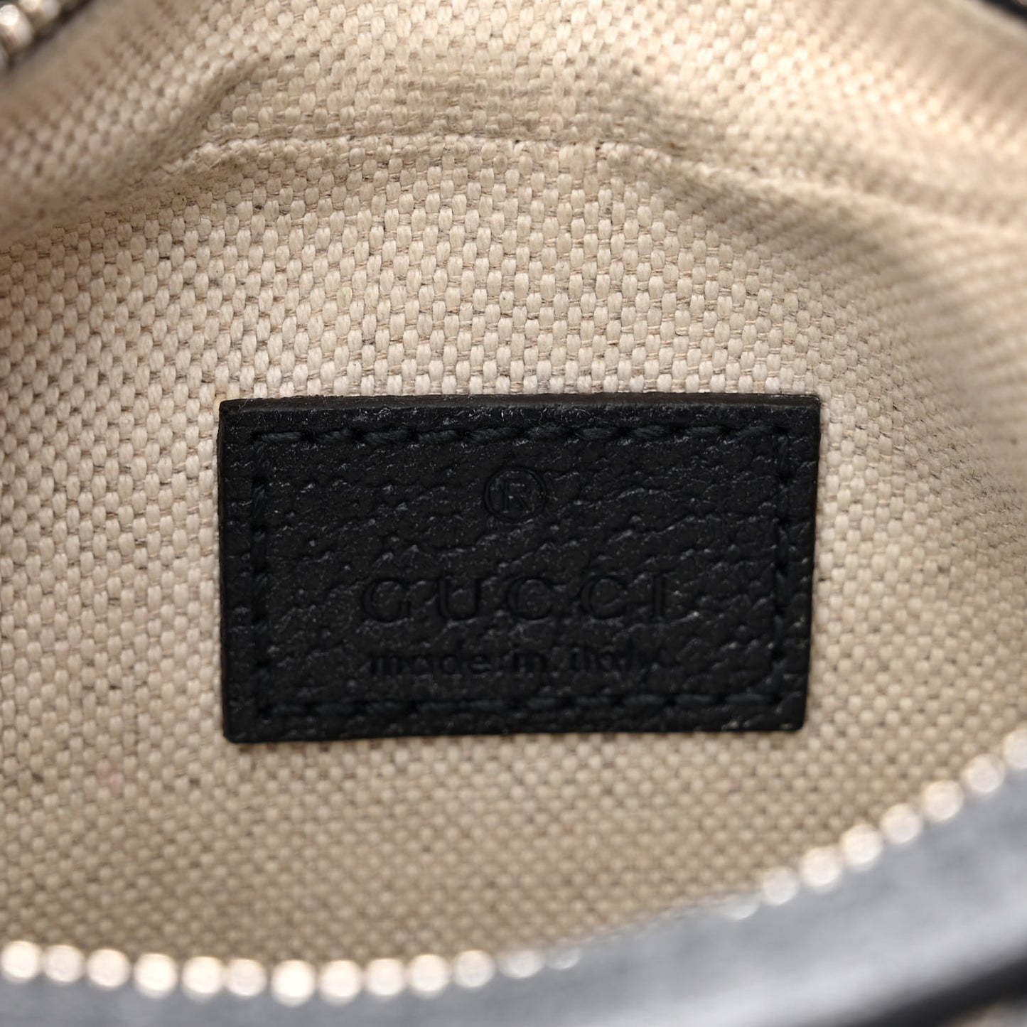 GG Supreme Monogram Textured Calfskin Web Small Attache Shoulder Bag Beige Blue