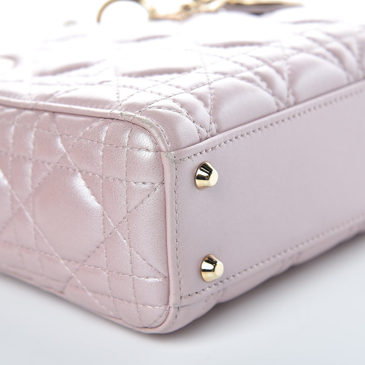 Metallic Lambskin Cannage Mini Lady Dior Lotus