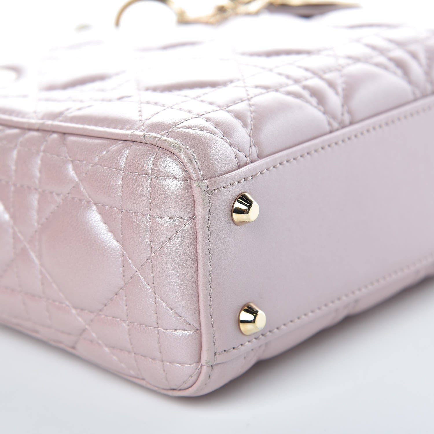 Christian Dior Metallic Lambskin Cannage Mini Lady Dior Lotus 8 of 15
