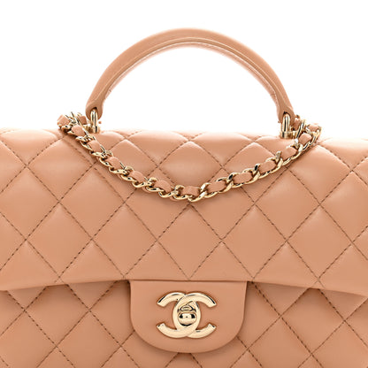 Chanel Lambskin Quilted Mini Top Handle Rectangular Flap Beige 5 of 12