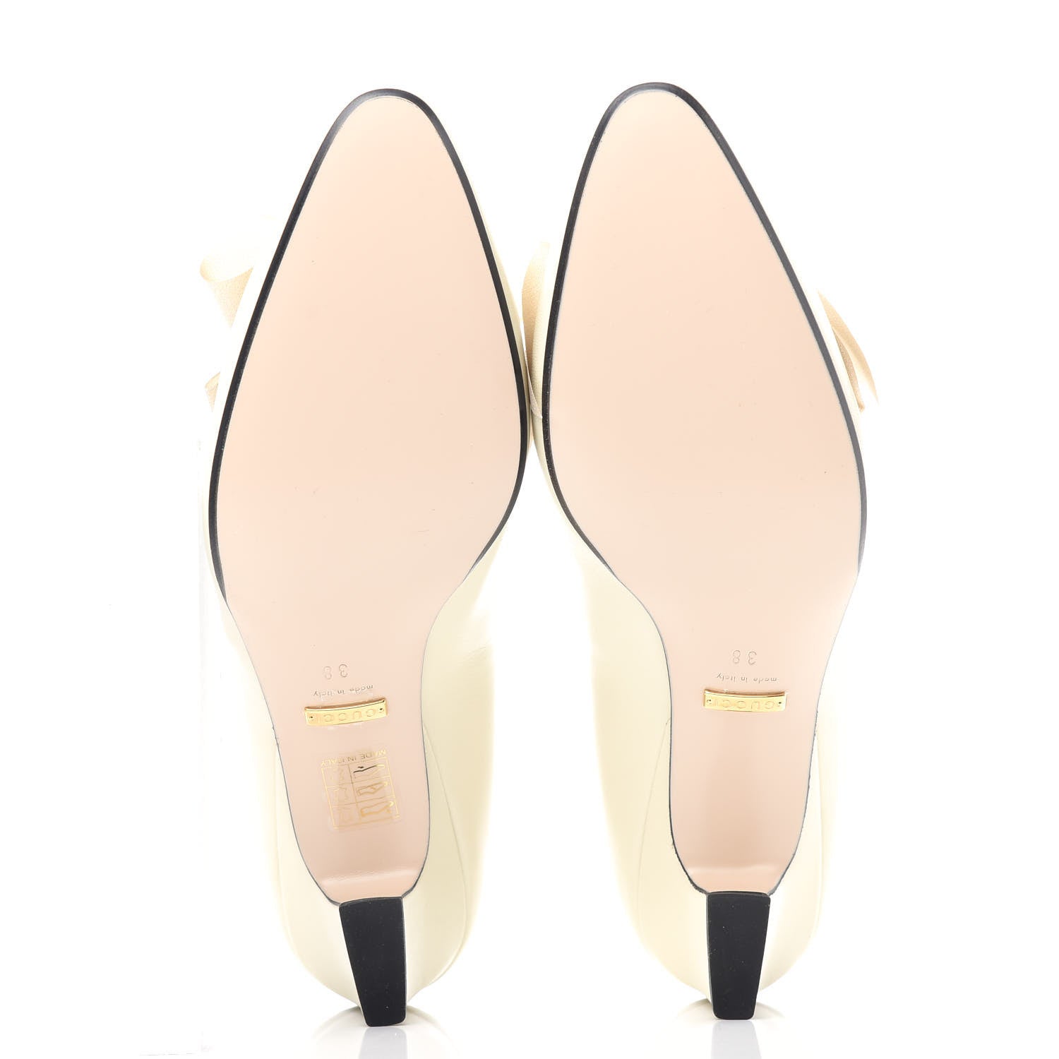 Gucci Malaga Kid Bow Berith Low Heel Pumps 38 Vintage White 6 of 11