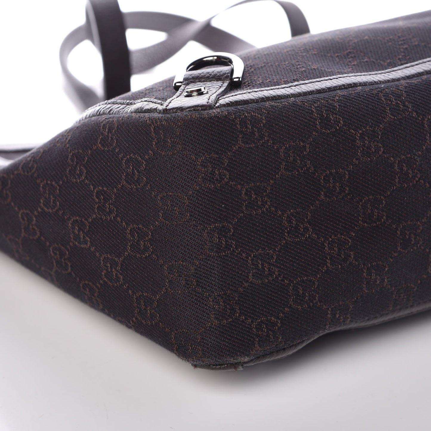 Denim Monogram Large Abbey Tote Dark Brown