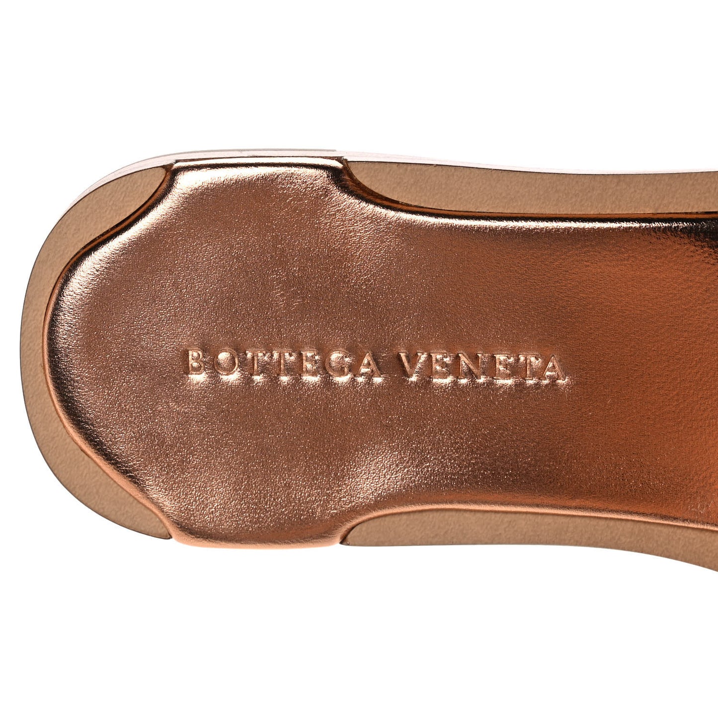 Laminated Nappa Intrecciato Squared Toe Flat Sandals 36 Gold Peach