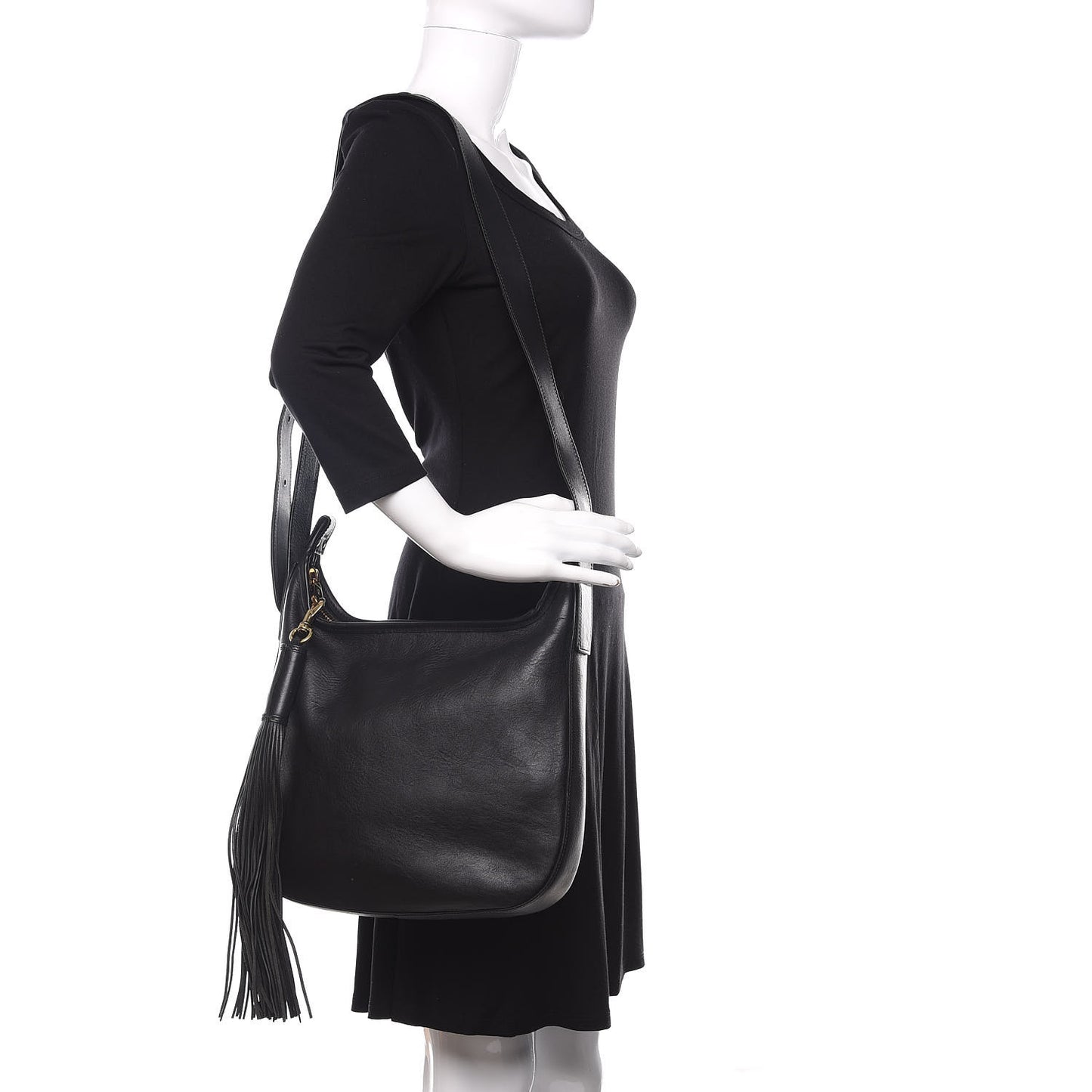Calfskin Tassel Hobo Black