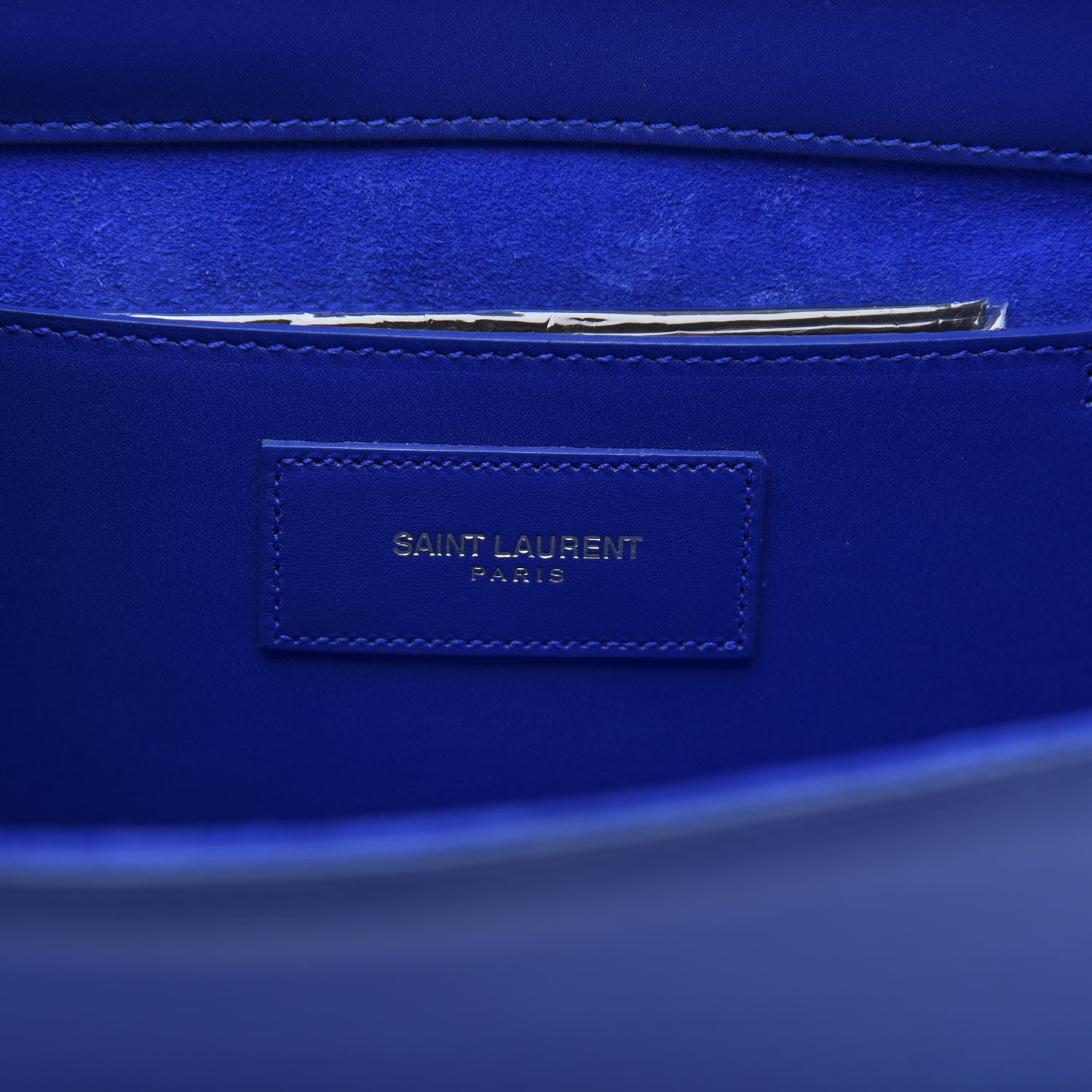 Saint Laurent Calfskin Classic Monogram Cassandre Clutch Royal Blue 8 of 10