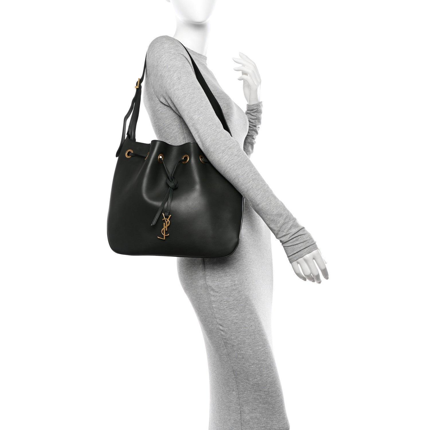 Saint Laurent Calfskin Medium Paris VII Flat Hobo New Vert Fonce 2 of 14