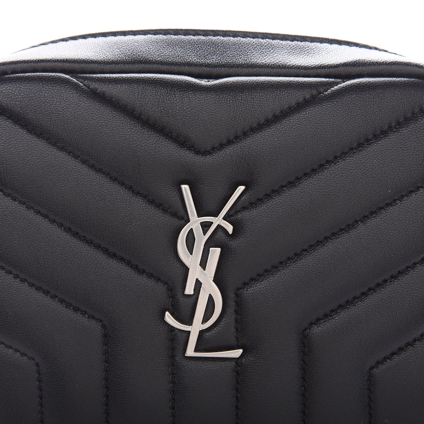 Lambskin Y Quilted Monogram Loulou Cosmetic Case Black