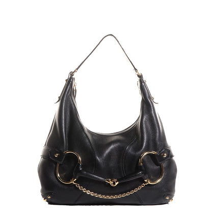 Gucci Leather Horsebit Chain Hobo Black 1 of 7