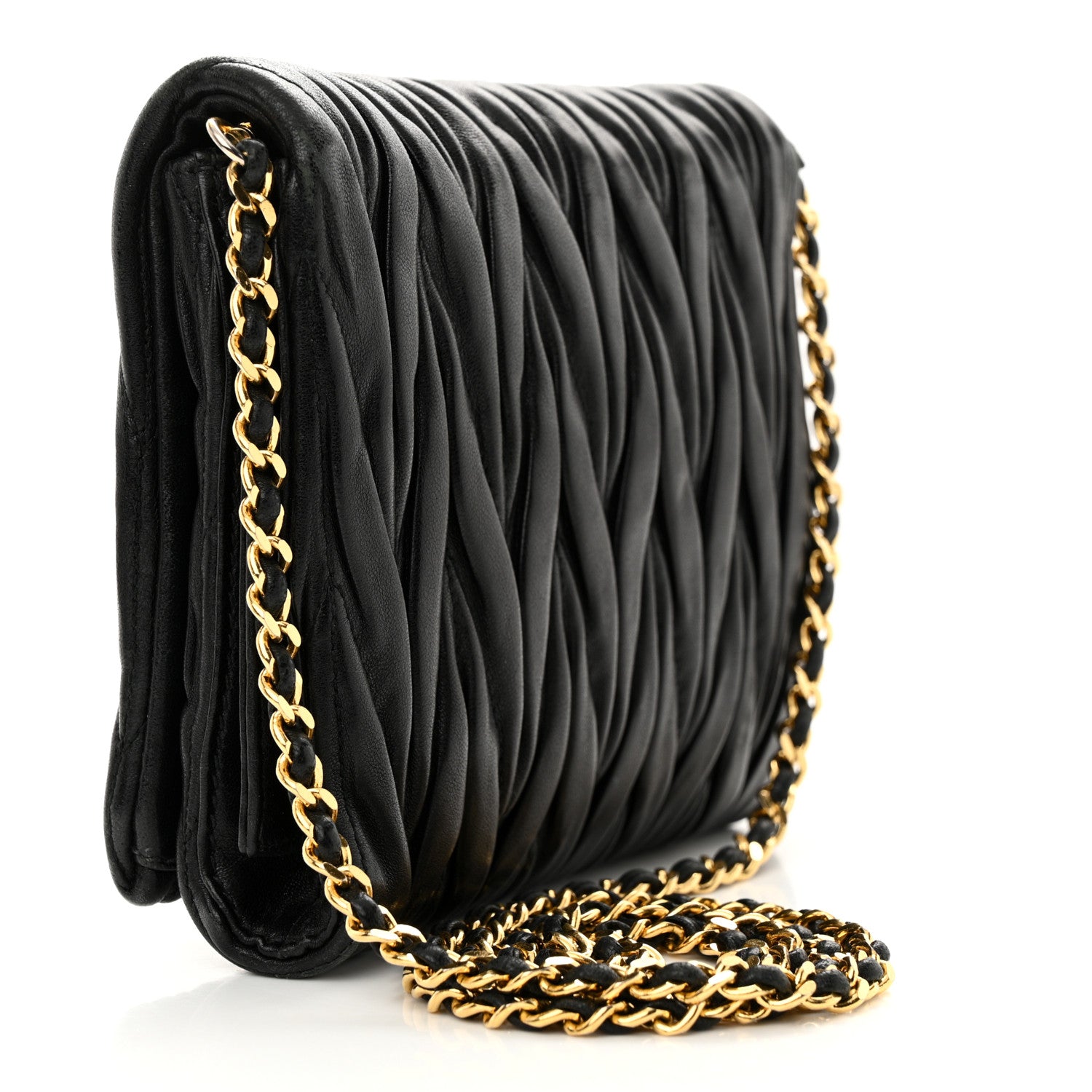 Miu Miu Nappa Matelasse Chain Crossbody Black 3 of 12