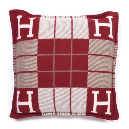 Hermes Wool Cashmere Avalon III Pillow PM Ecru Rouge 1 of 3