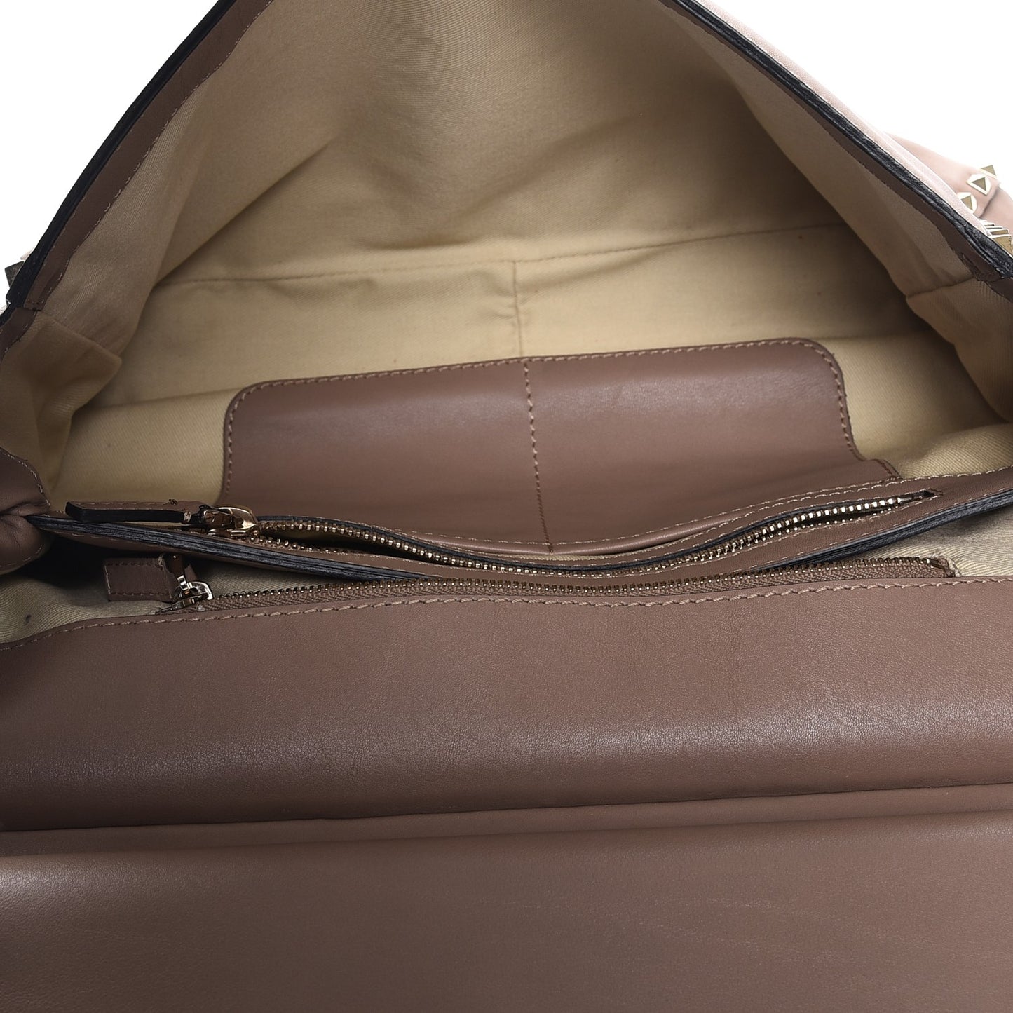 Nappa Rockstud Frame Handle Bag Poudre