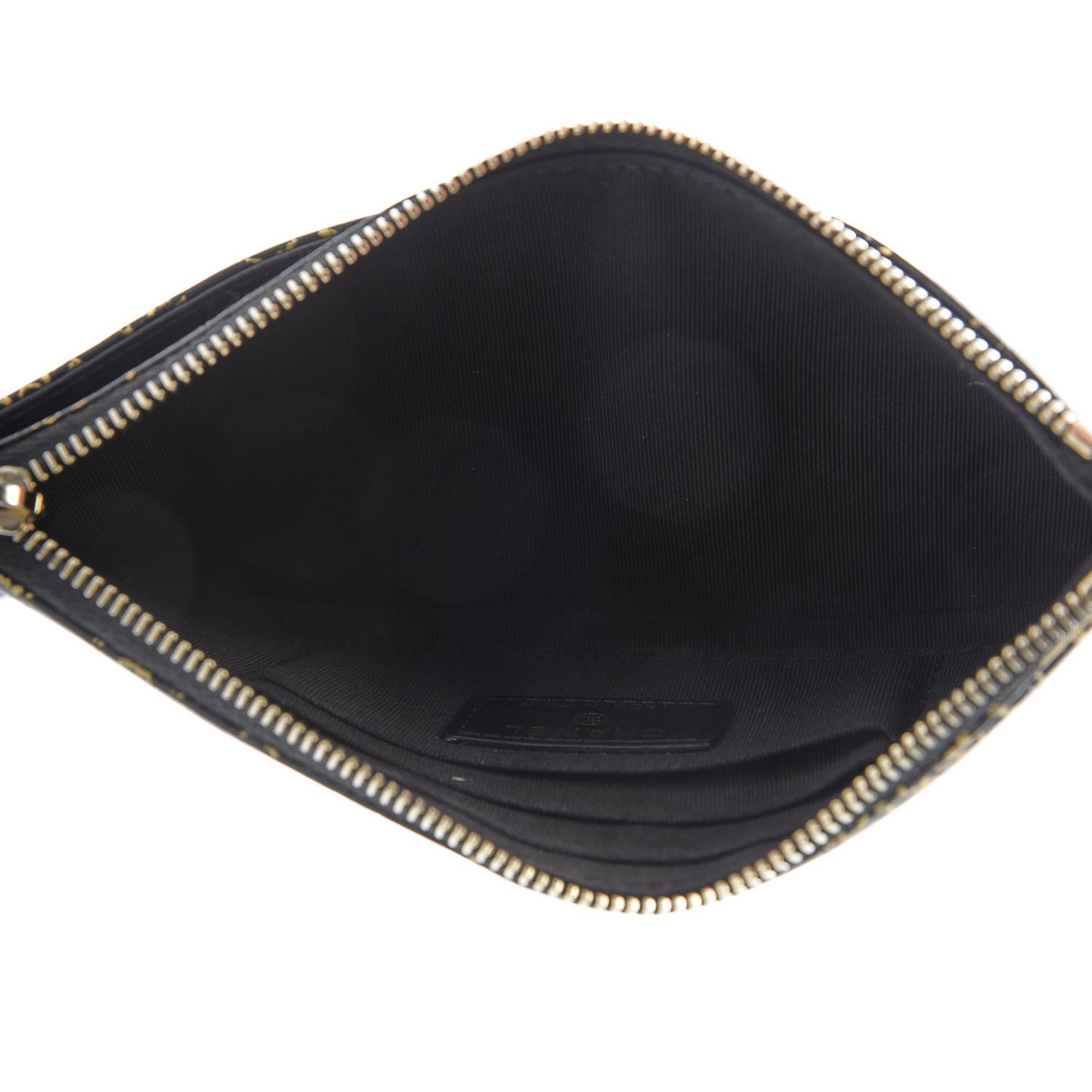 Calfskin Crocodile Embossed Graffiti 2.55 Cocodile Reissue Zip Pouch Black Gold