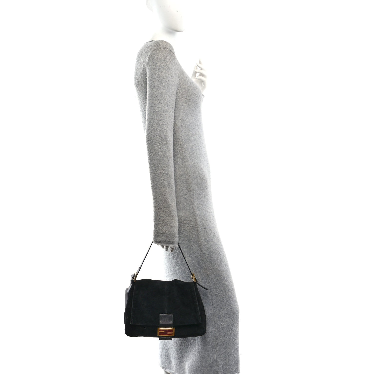 Fendi Suede Mama Baguette Black 1886264 – FASHIONPHILE