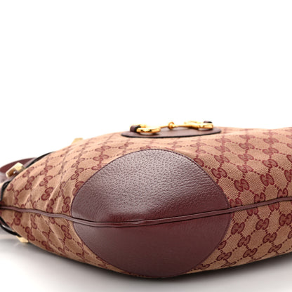 Gucci Monogram Textured Dollar Calfskin Horsebit 1955 Cinch Top Messenger Bag Sahara Rubino Chardonnay 8 of 9