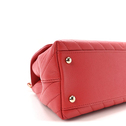 Chanel Caviar Chevron Quilted Small Coco Handle Flap Red 9 of 10
