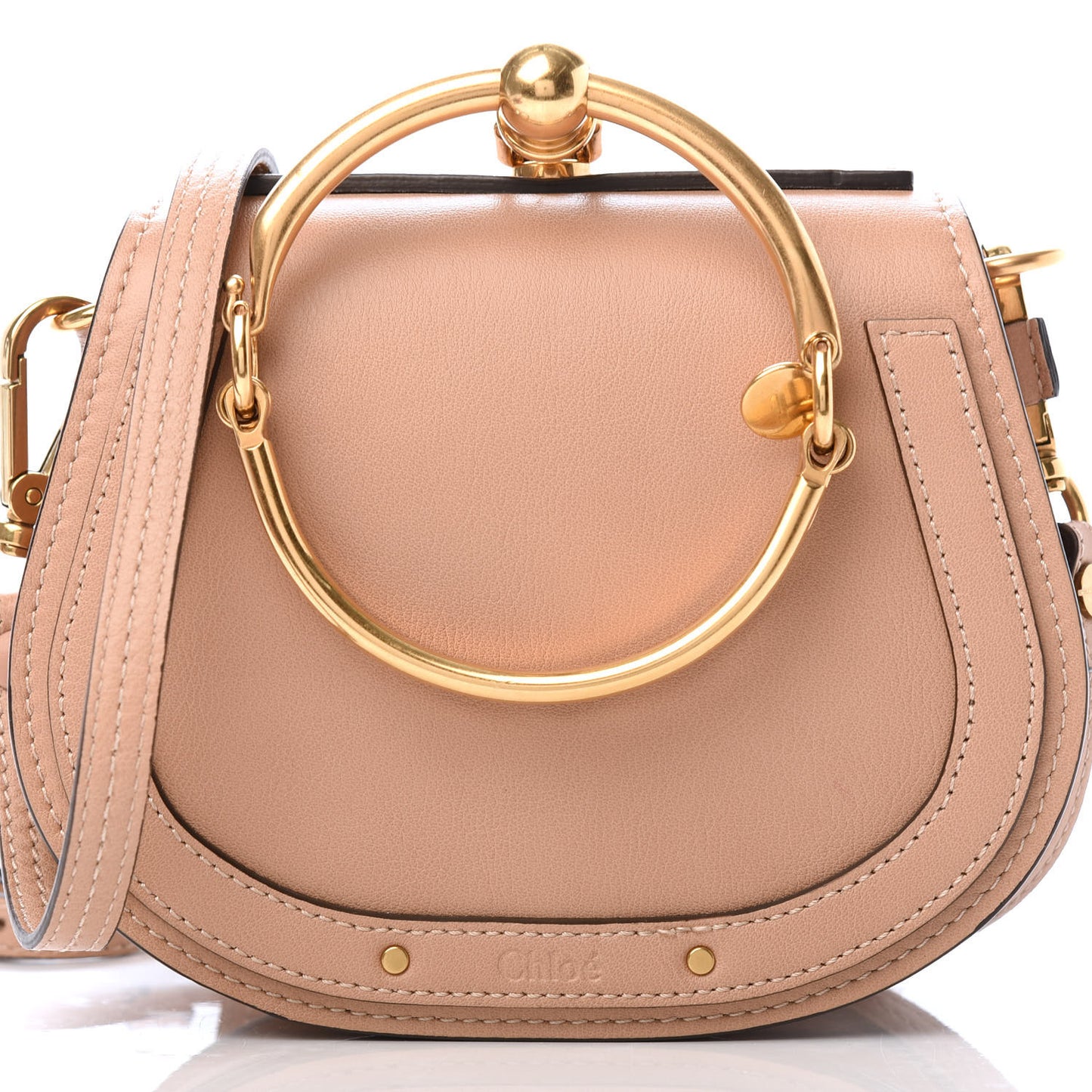 Calfskin Suede Small Nile Bracelet Bag Biscotti Beige