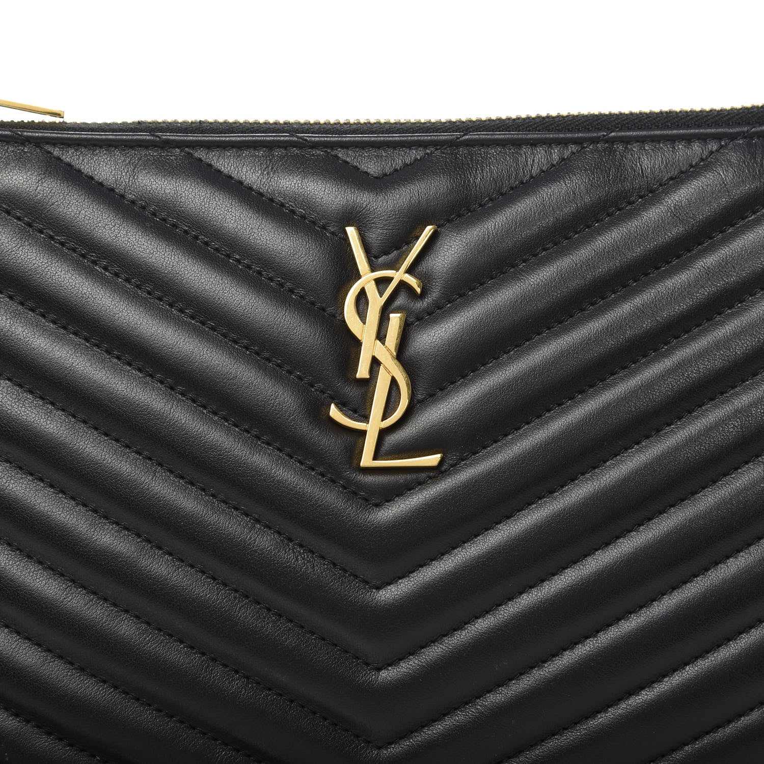 Saint Laurent Calfskin Matelasse Chevron Monogram A5 Wristlet Black 6 of 6