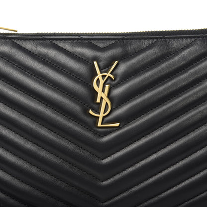 Saint Laurent Calfskin Matelasse Chevron Monogram A5 Wristlet Black 6 of 6