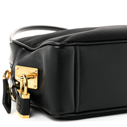 Prada Re-Nylon Vitello Small Top Handle Padlock Bag Black 8 of 9