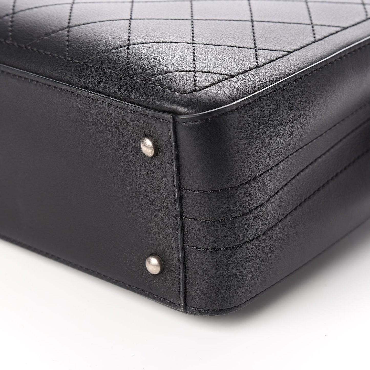 Bullskin Stitched Bi-Color Medium Shopping Tote Black Silver