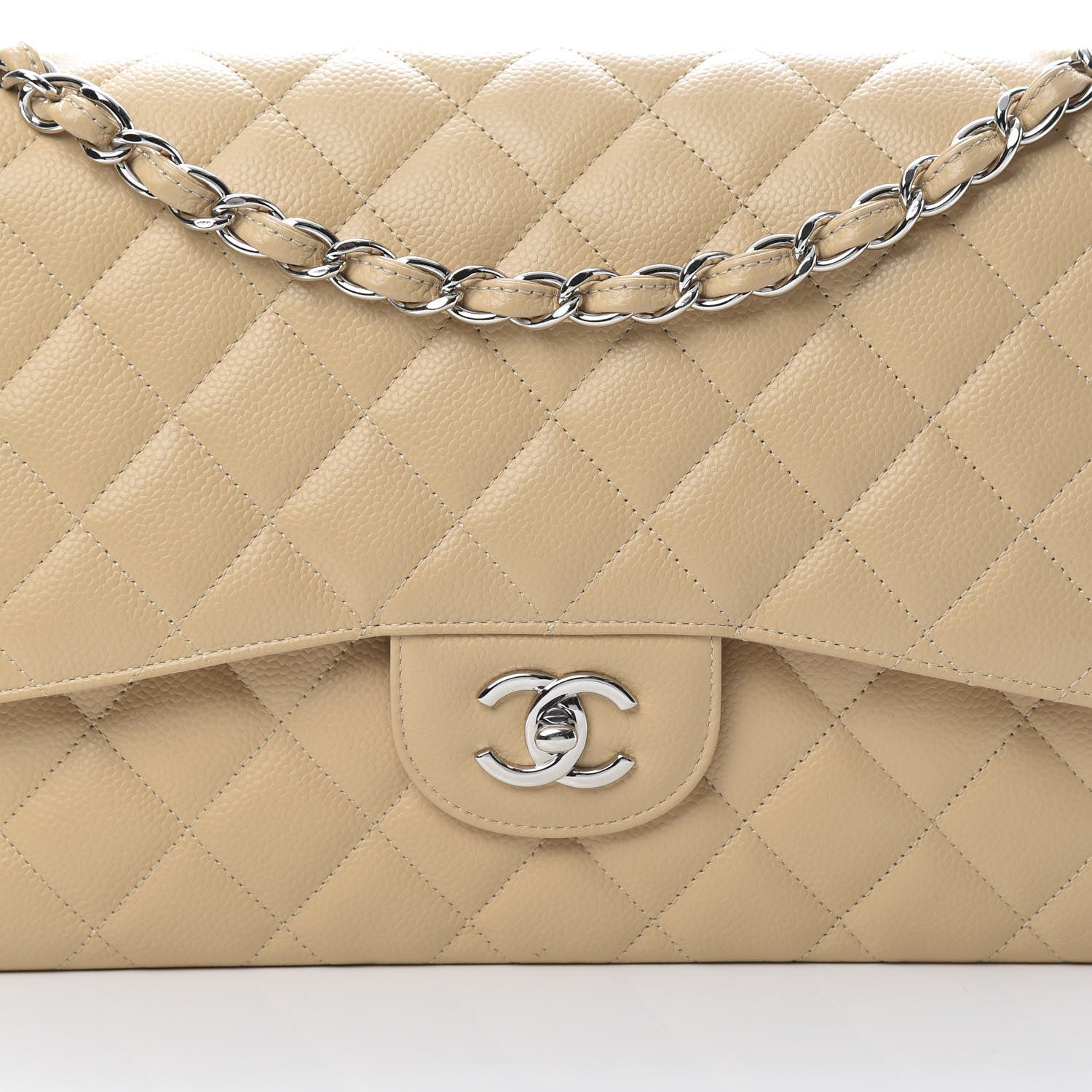 Chanel Caviar Quilted Jumbo Double Flap Beige Clair 8 of 16