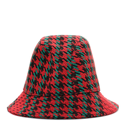Gucci Tweed Wool Houndstooth Interlocking G Bucket Hat M Red Green 4 of 8