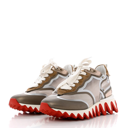 Christian Louboutin Metallic Patent Mesh Suede Sharkina Flat Sneakers 35 Brown 3 of 9