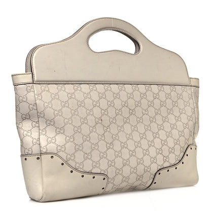 Gucci Guccissima Medium Punch Top Handle Tote White 3 of 16