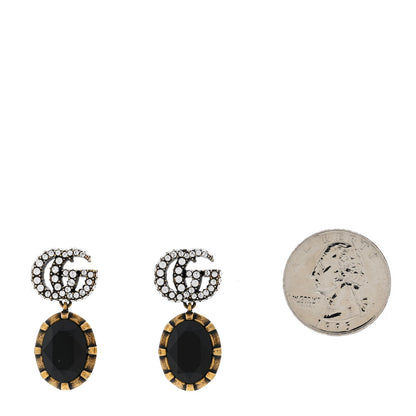 Gucci Crystal Double G Earrings Black Aged Gold 2 of 5