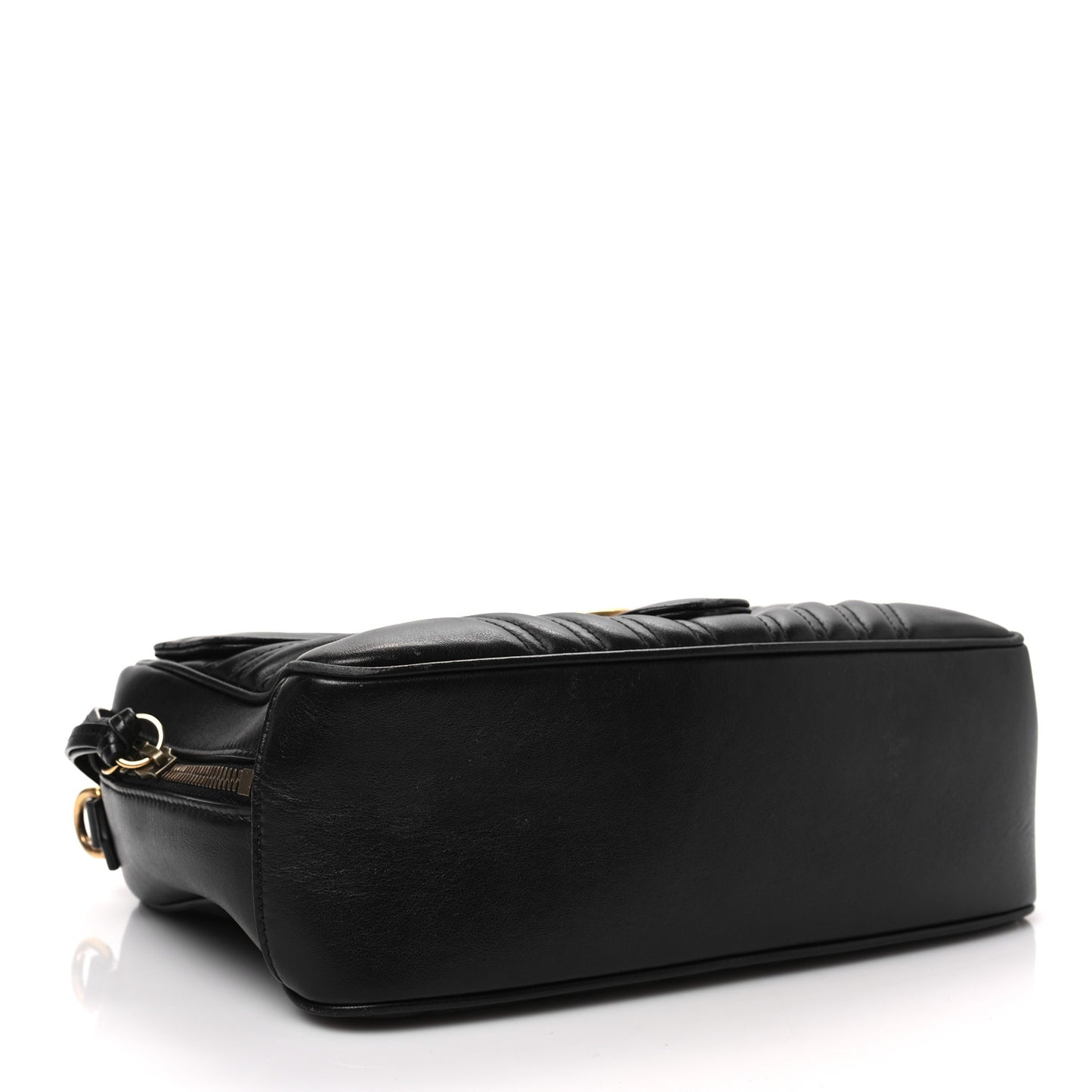 Calfskin Matelasse Sylvie Web Small GG Marmont Top Handle Shoulder Bag Black