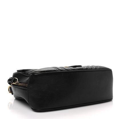 Gucci Calfskin Matelasse Sylvie Web Small GG Marmont Top Handle Shoulder Bag Black 4 of 10