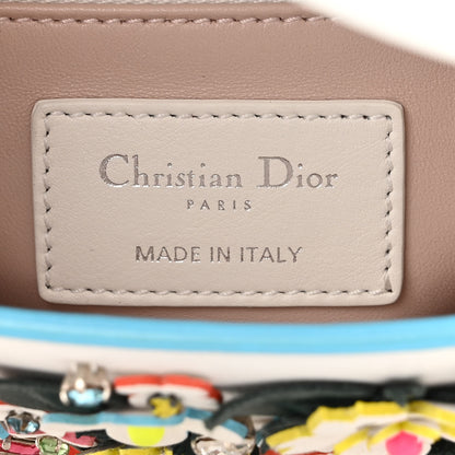 Christian Dior Calfskin Beaded Floral Embroidered Mini Lady Dior White Multicolor 6 of 9