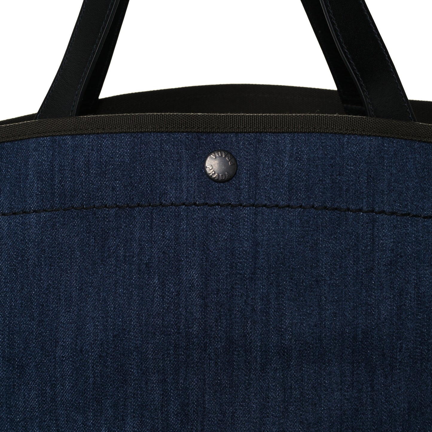 Denim Calfskin Logo Shopping Tote Blue