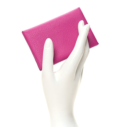 Hermes Chevre Mysore Calvi Duo Card Case Rose Pourpre 2 of 12