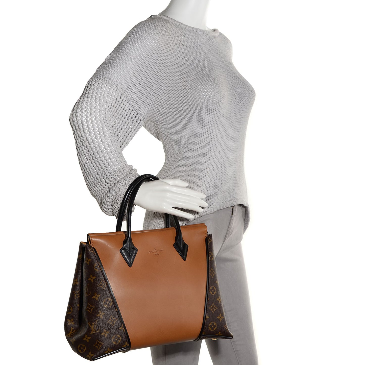 Monogram Cuir Orfevre Tote W PM Noisette