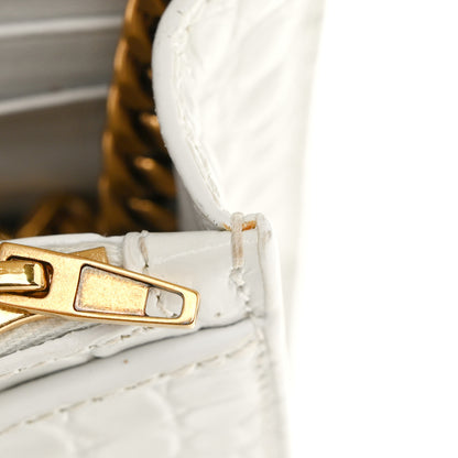 Balenciaga Shiny Calfskin Crocodile Embossed Hourglass Chain Bag White 11 of 11