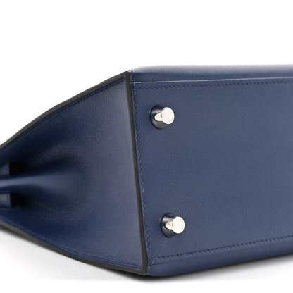 Hermes Madame Calfskin Kelly Sellier 25 Bleu Encre 10 of 13