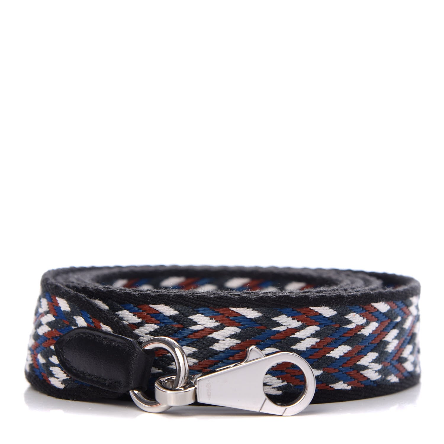 Hermes Toile Swift 25mm Sangle Cavale Shoulder Strap Black White Deep Blue 1 of 4