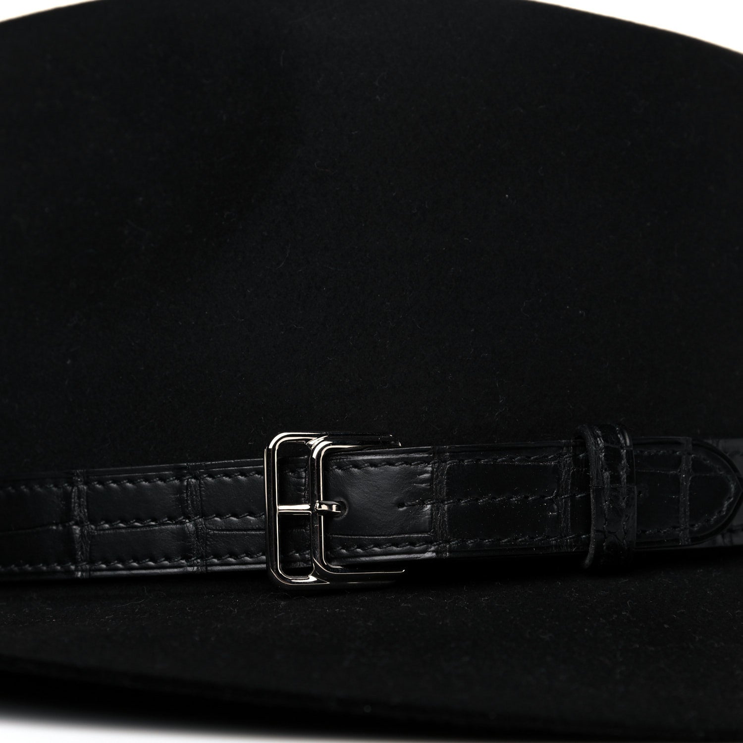 Hermes Felt Alligator Mens Barnabe Hat 57 Black 10 of 10
