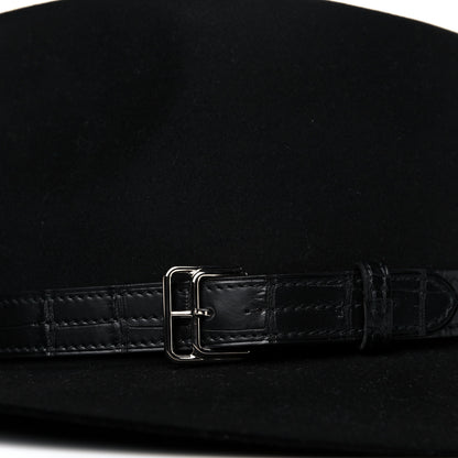 Hermes Felt Alligator Mens Barnabe Hat 57 Black 10 of 10