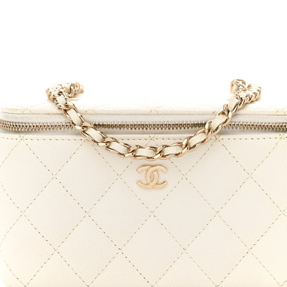 Chanel Caviar Quilted Small Vanity Case With Chain White 8 of 15