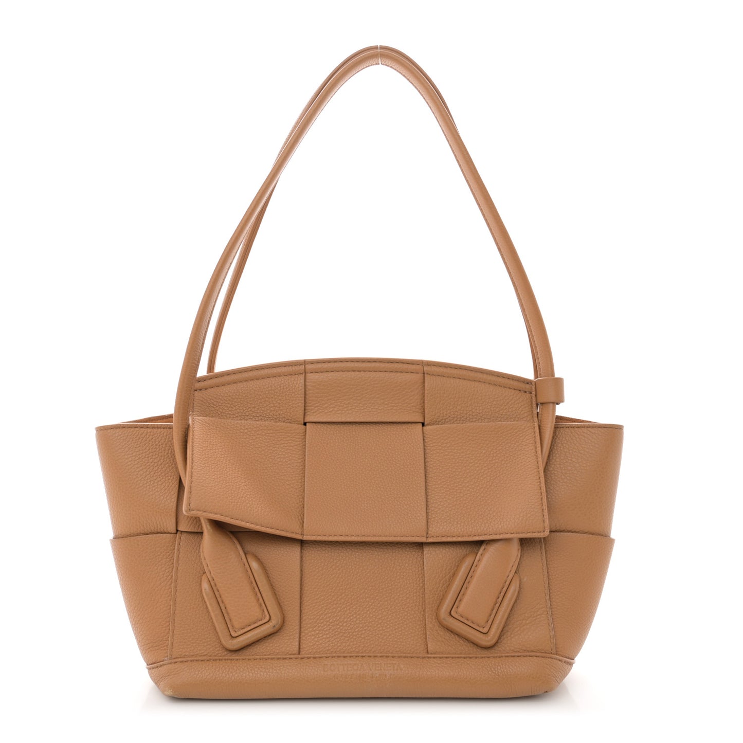 Grained Calfskin Maxi Intrecciato Small Arco Caramel