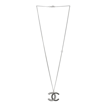 Chanel Baguette Crystal Large CC Necklace Silver Black 3 of 4