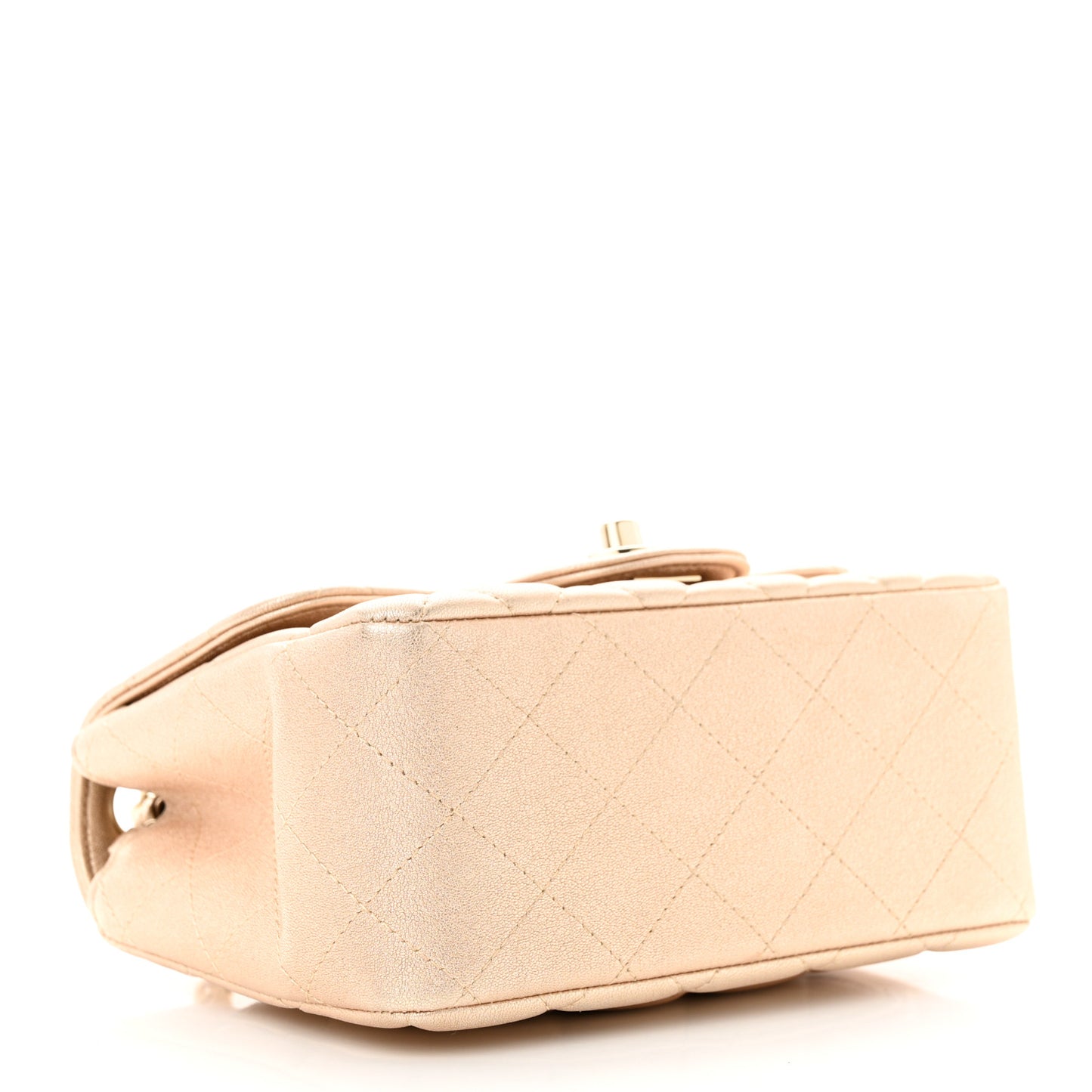 Metallic Lambskin Quilted Mini Square Flap Gold