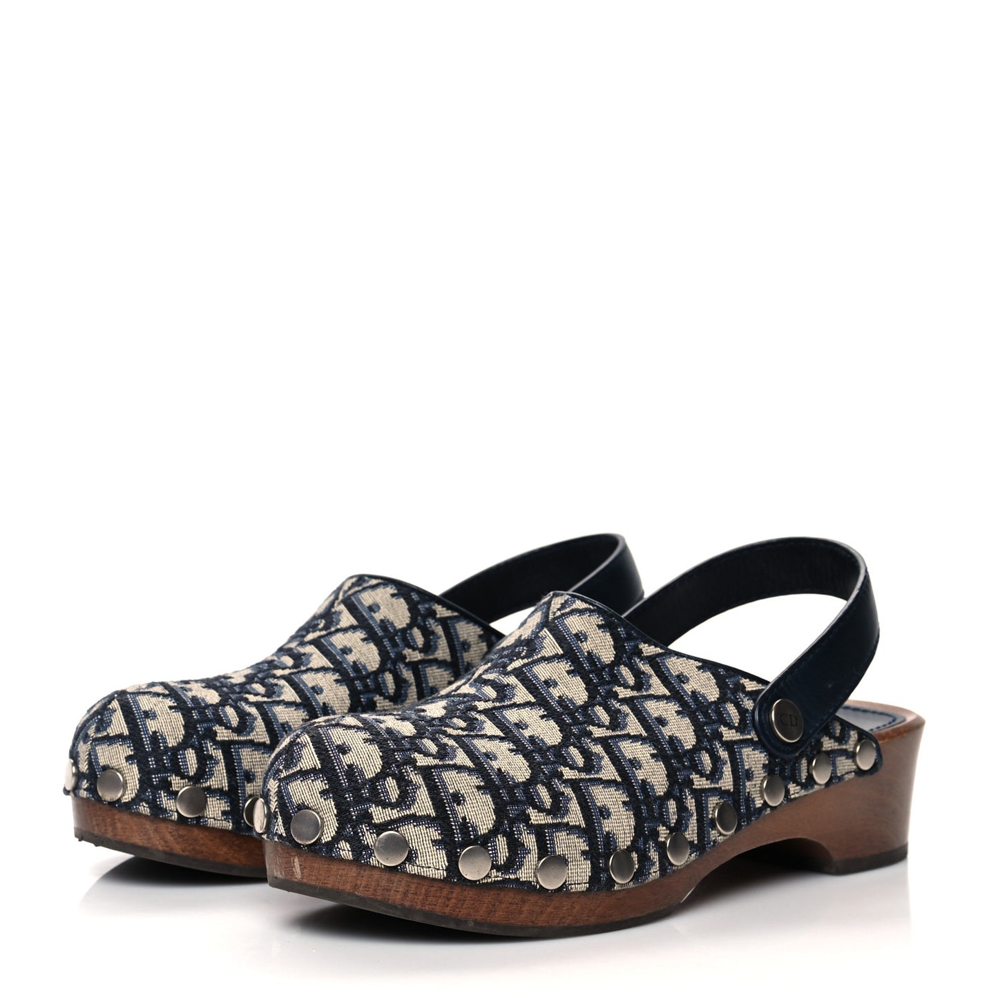 Canvas Oblique Diorquake 20mm Slingback Clogs 38 Deep Blue