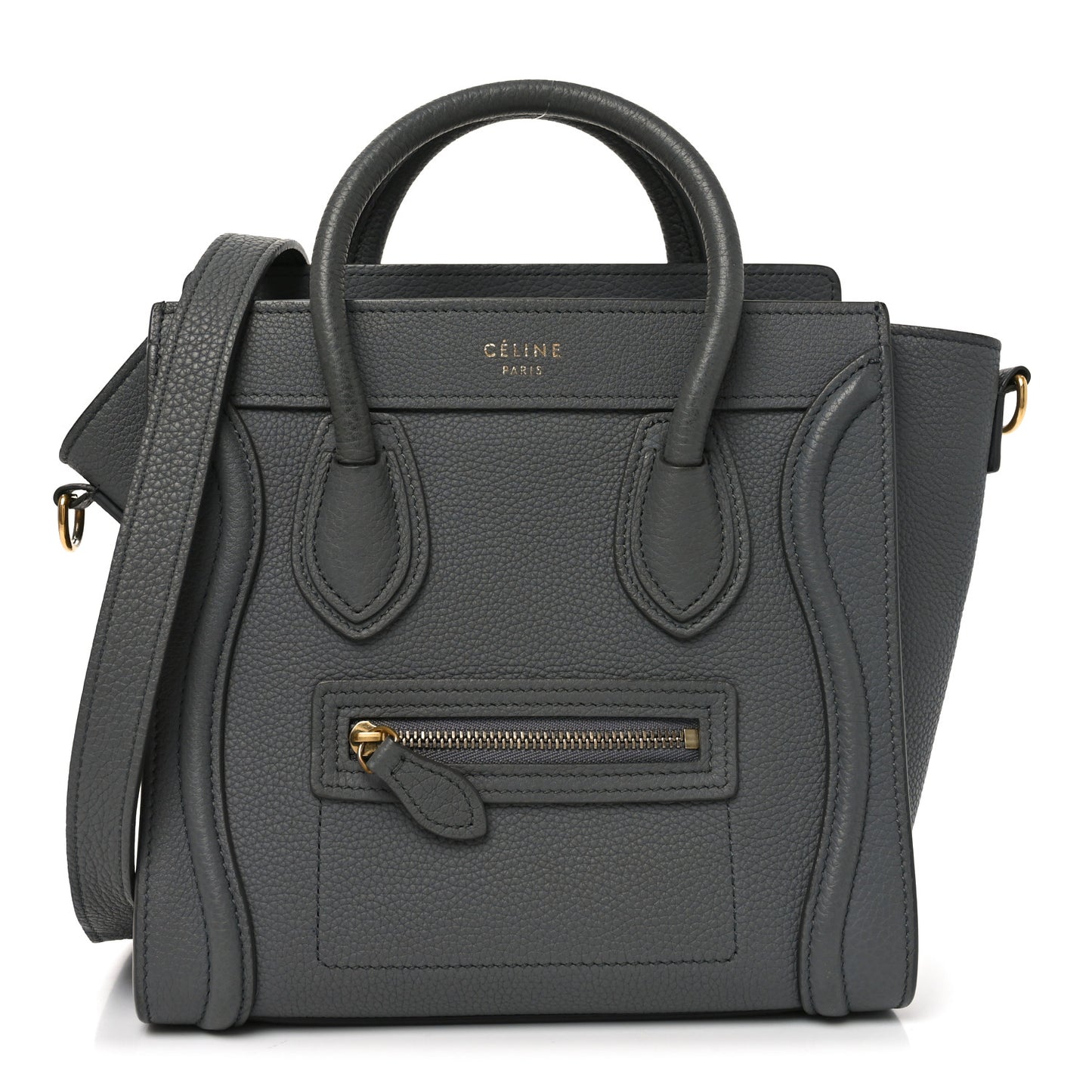 Drummed Calfskin Nano Luggage Kohl