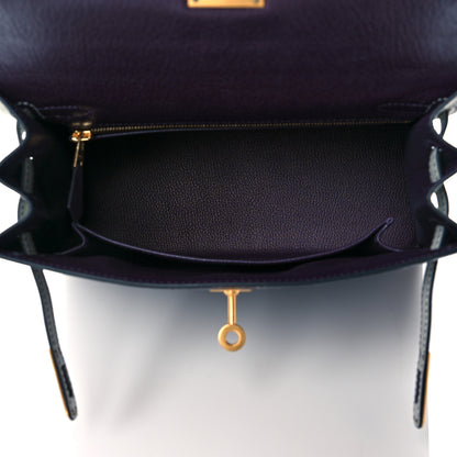 Hermes Chevre Mysore Horseshoe Kelly Sellier 25 Raisin Gris Mouette 5 of 10