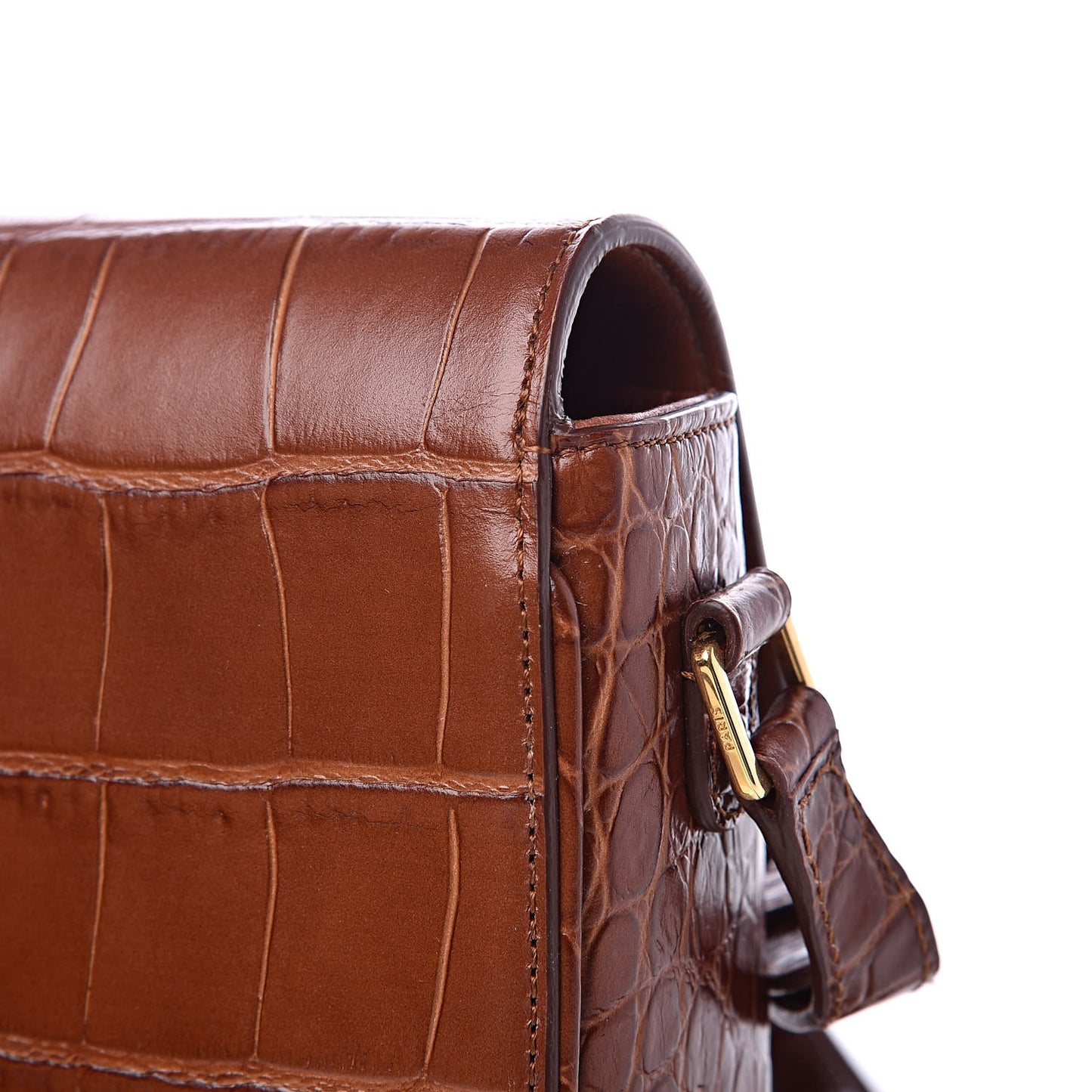 Calfskin Crocodile Embossed Medium Tassel Bag Tan